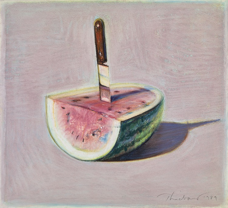 Wayne Thiebaud paintings - Watermelon and Knife