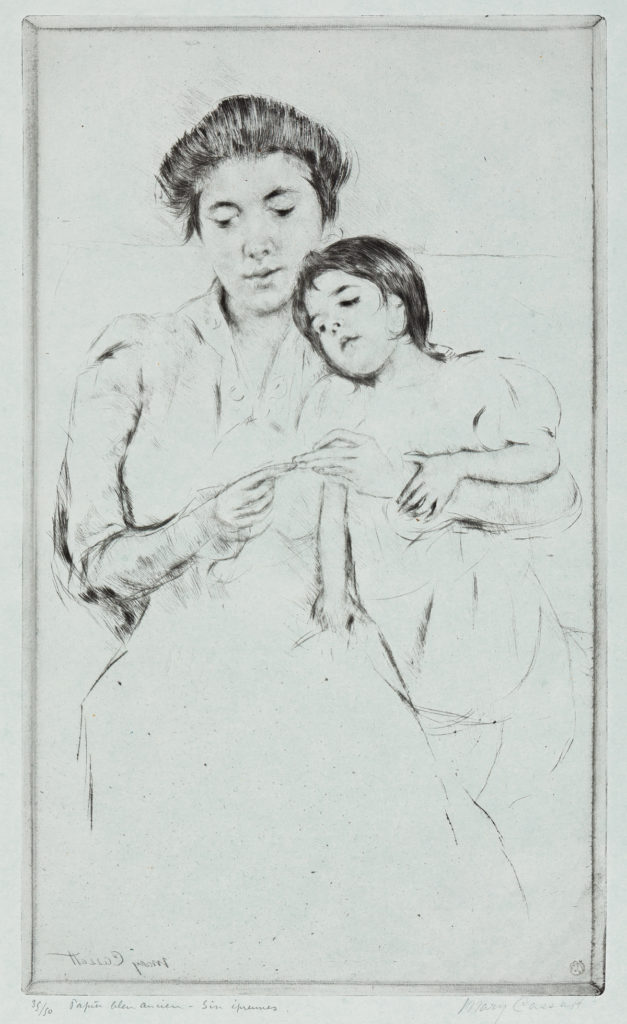 art auctions - Mary Cassatt drawings - Crocheting Lesson