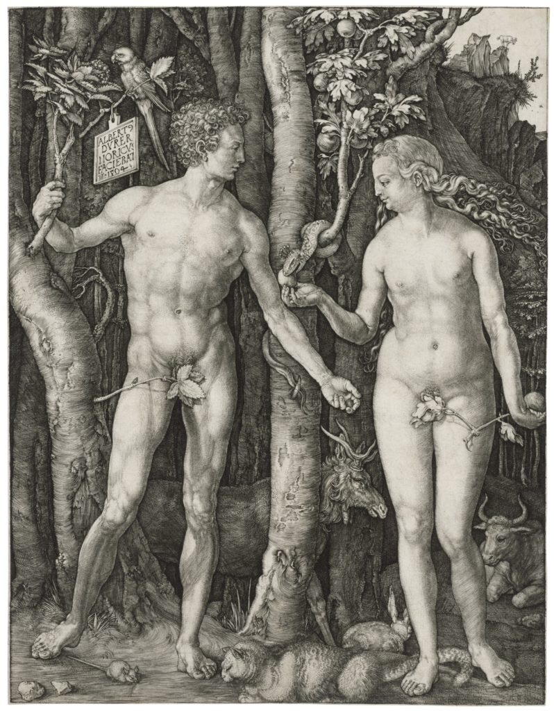 Durer print of Adam and Eve