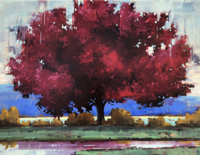 Oil painting of a tree