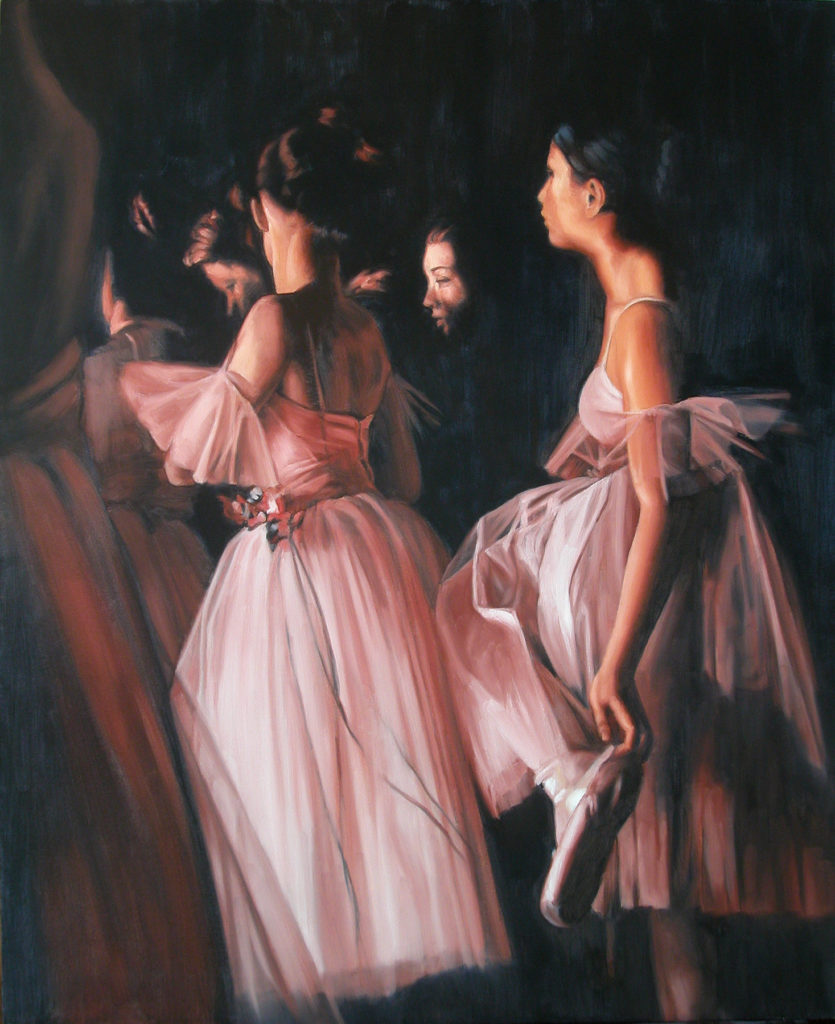 Figurative art painting of ballerinas