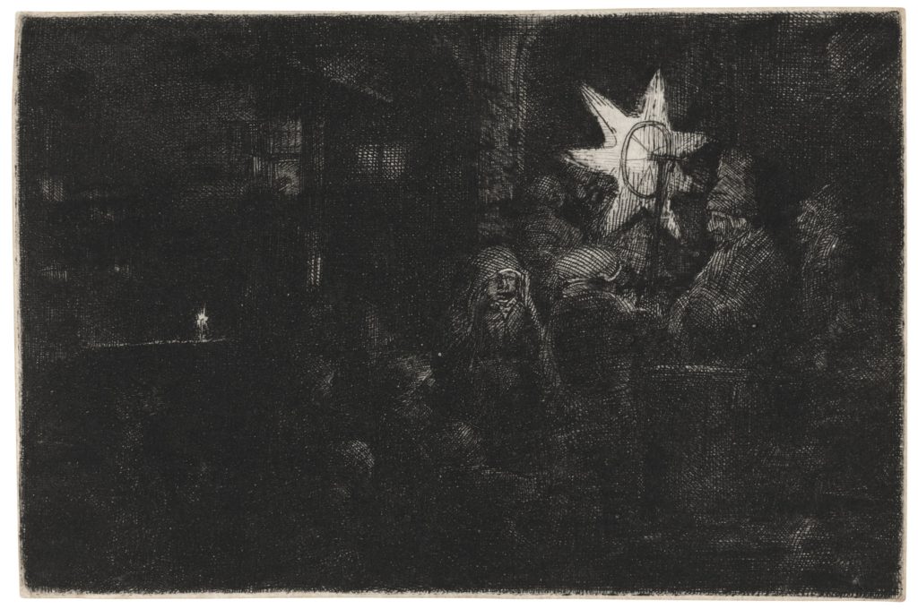 Rembrandt etching - Star of the Kings Night Piece