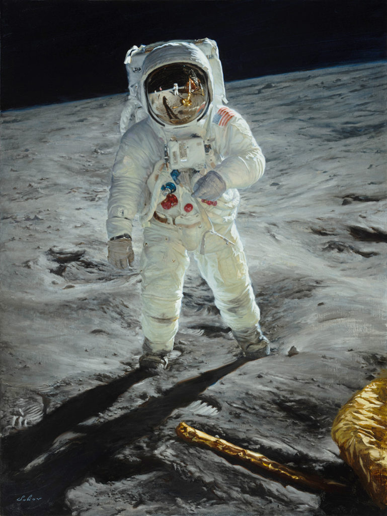 Oil painting of an astronaut