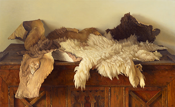 Oil painting of animal hides
