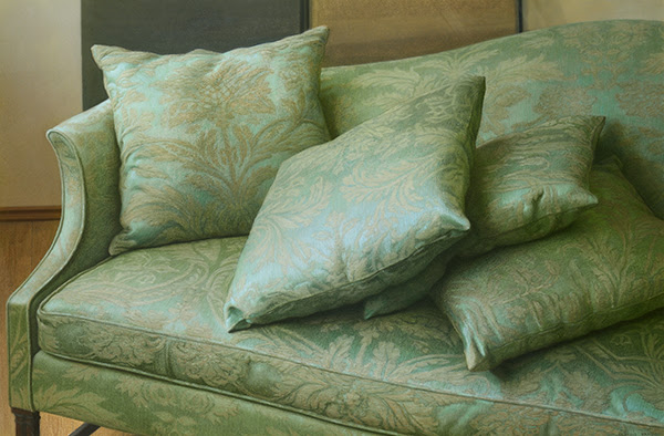 Pastel painting of a sofa