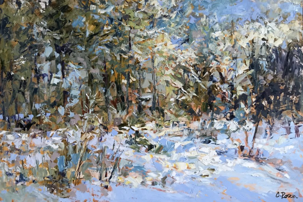 Abstracted winter landscape paintings