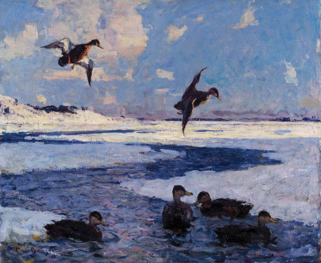 Oil painting of ducks