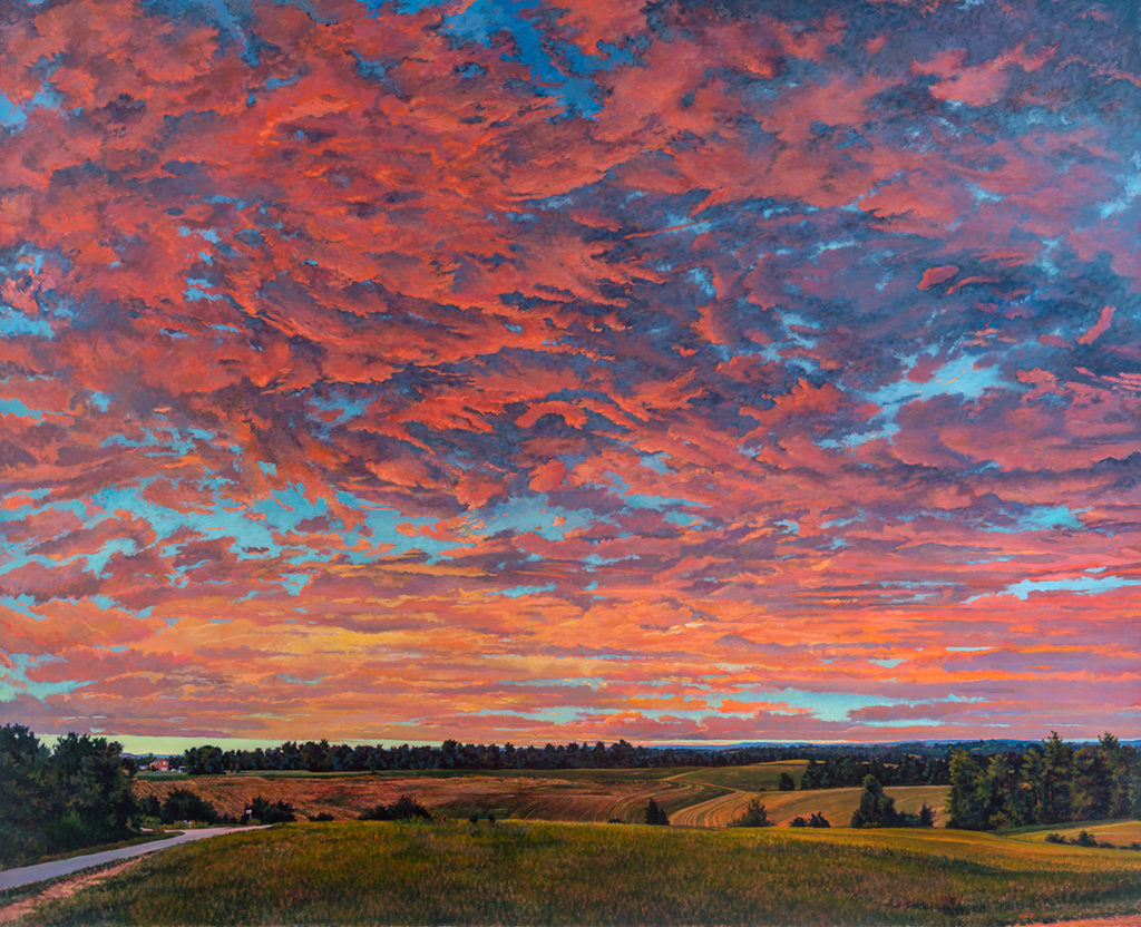 Untitled landscape painting of sunset or sunrise