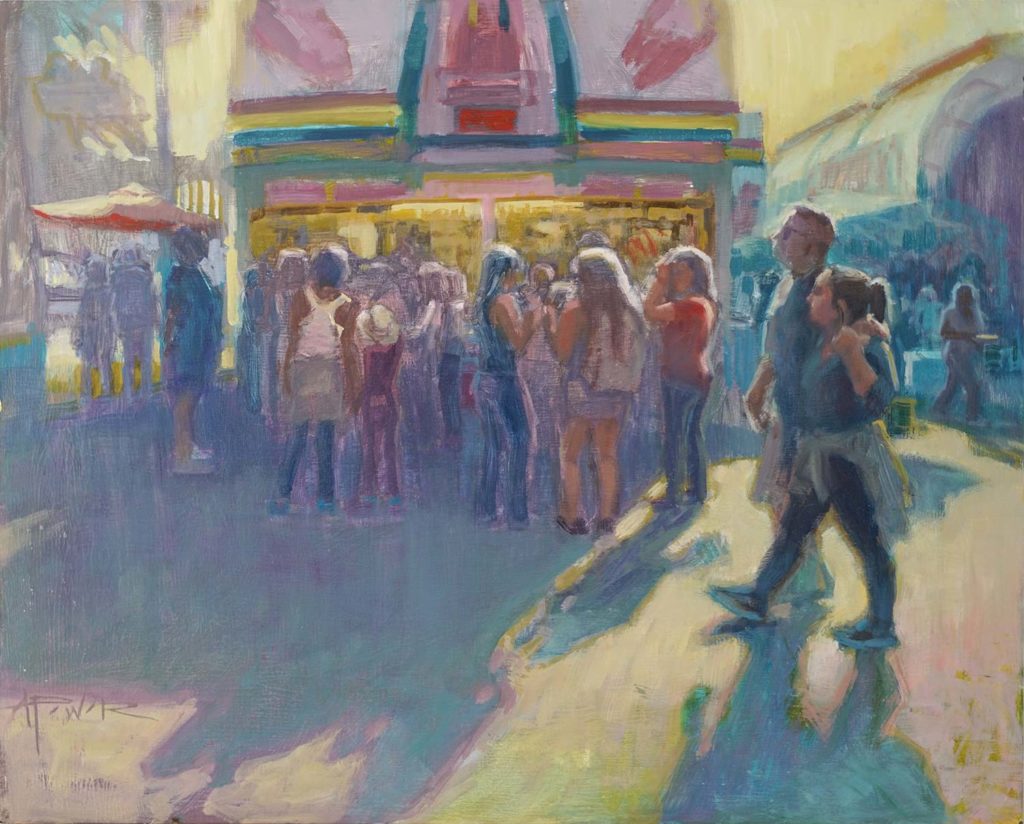 Oil painting of people outside