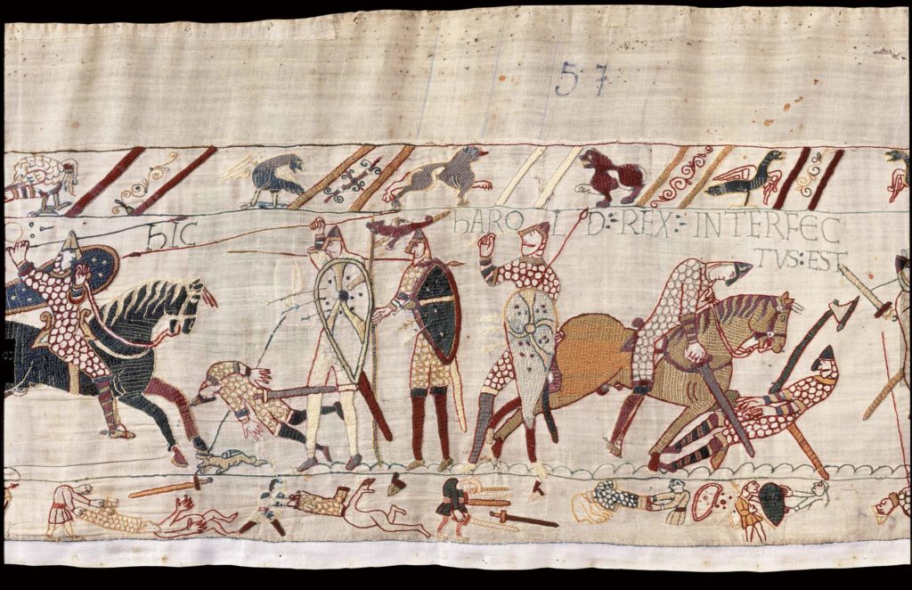 Harold is slain during the Battle of Hastings