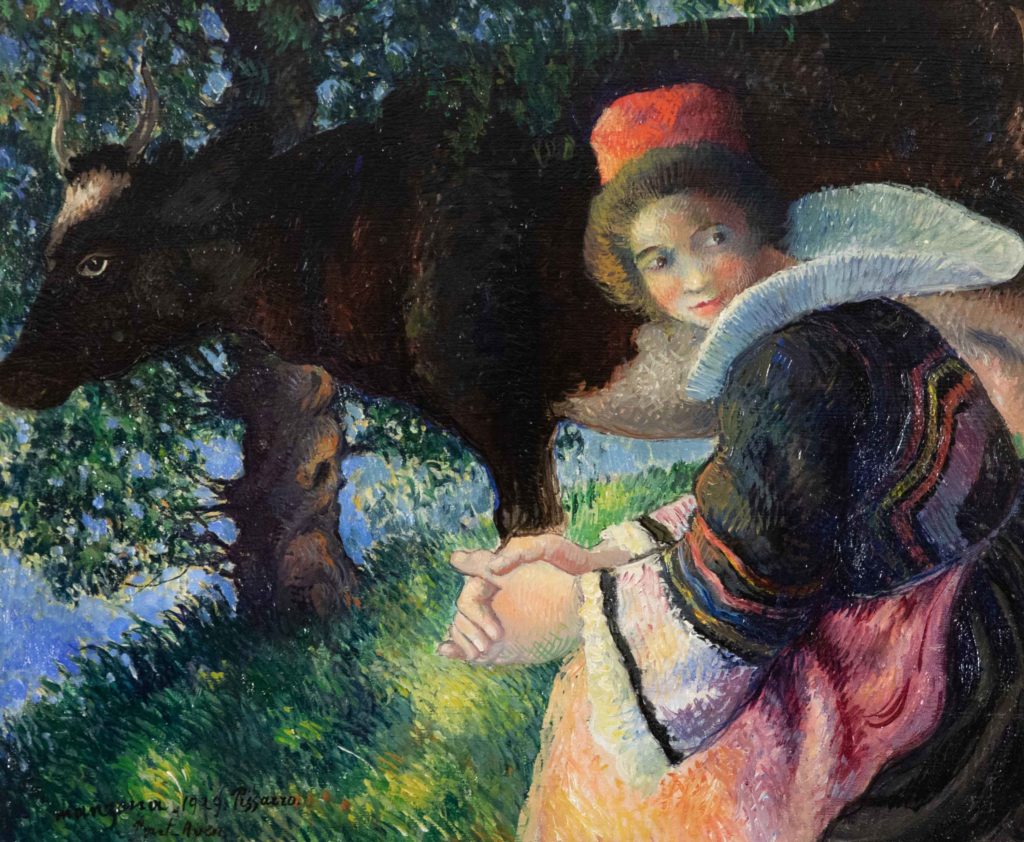 Georges Manzana Pissarro, "Bretonne a la Vache" painting