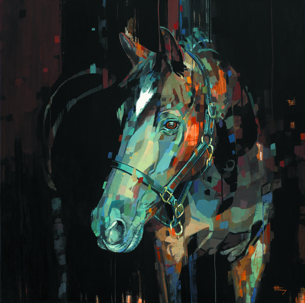 Oil portrait painting of a horse