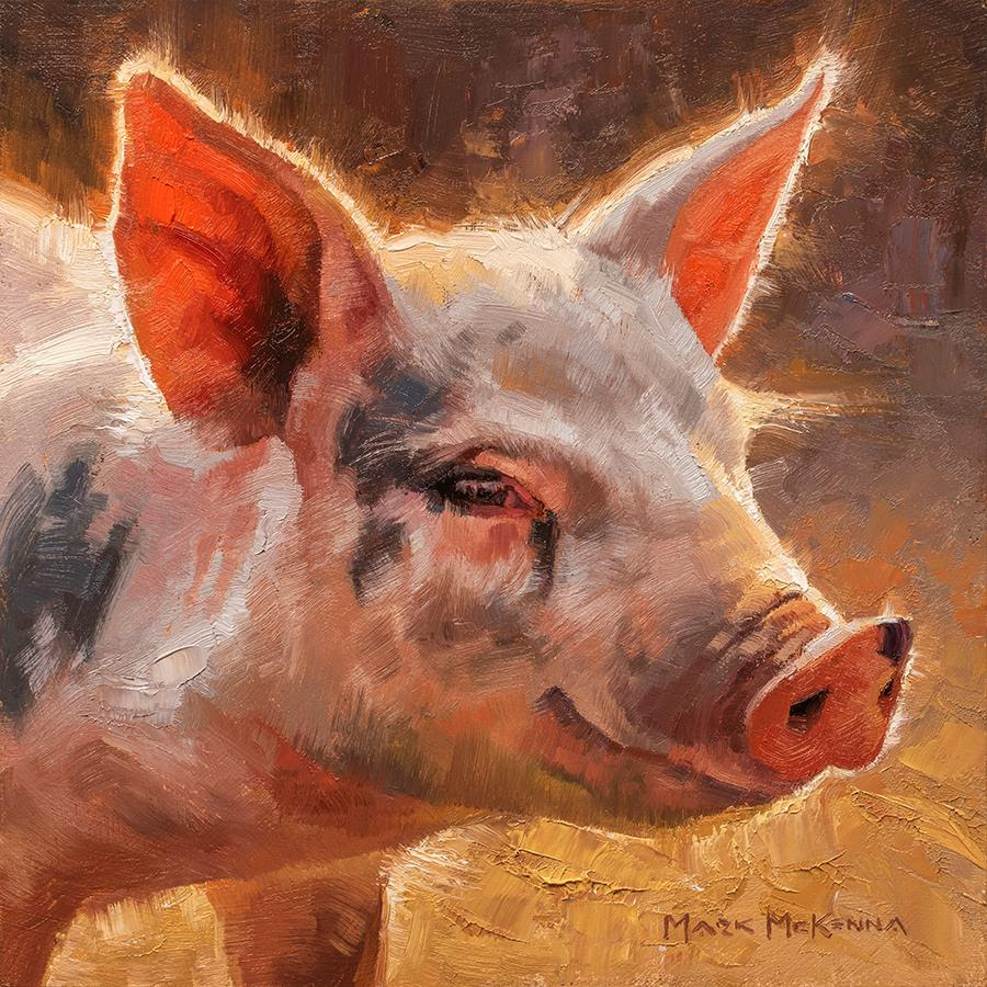 Oil painting of a pig