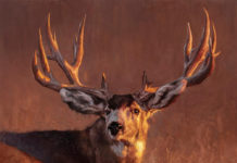 The Show Goes on in Montana Oil painting of an elk