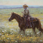 Western Art > 16th Annual Cowgirl Up! Western art - Oil painting of a person on a horse