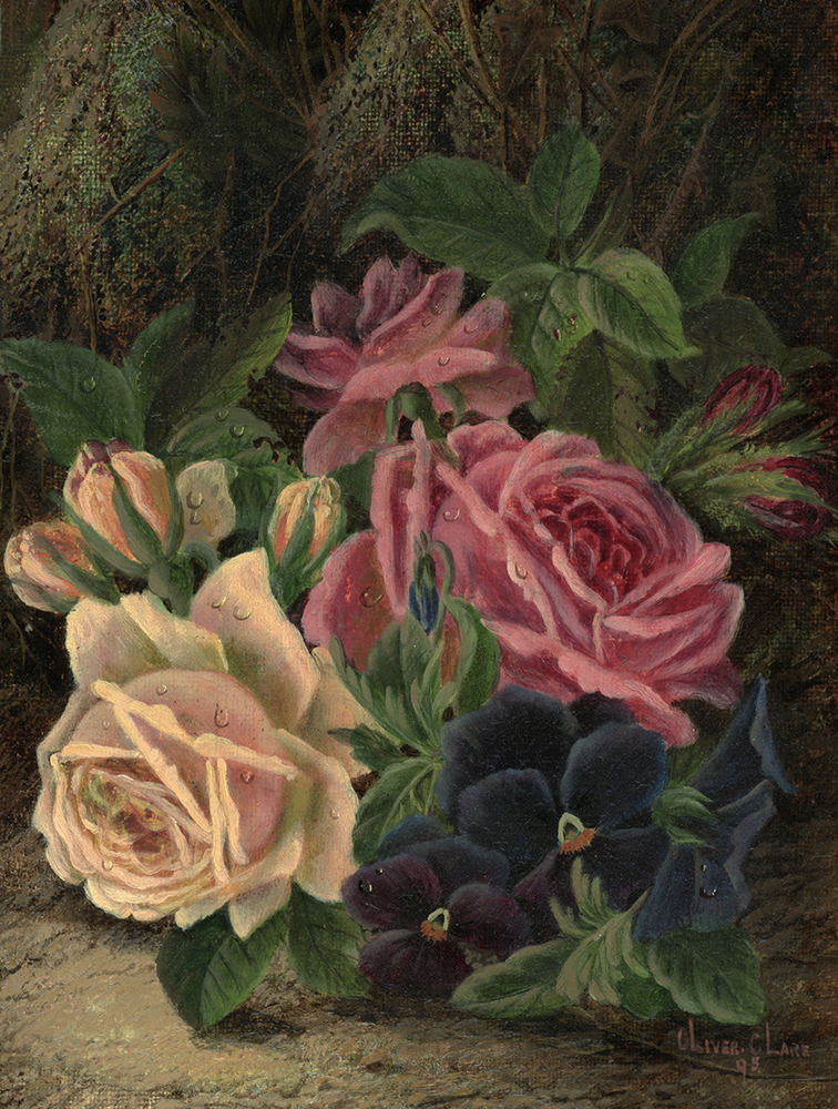 Oil painting of still life with roses