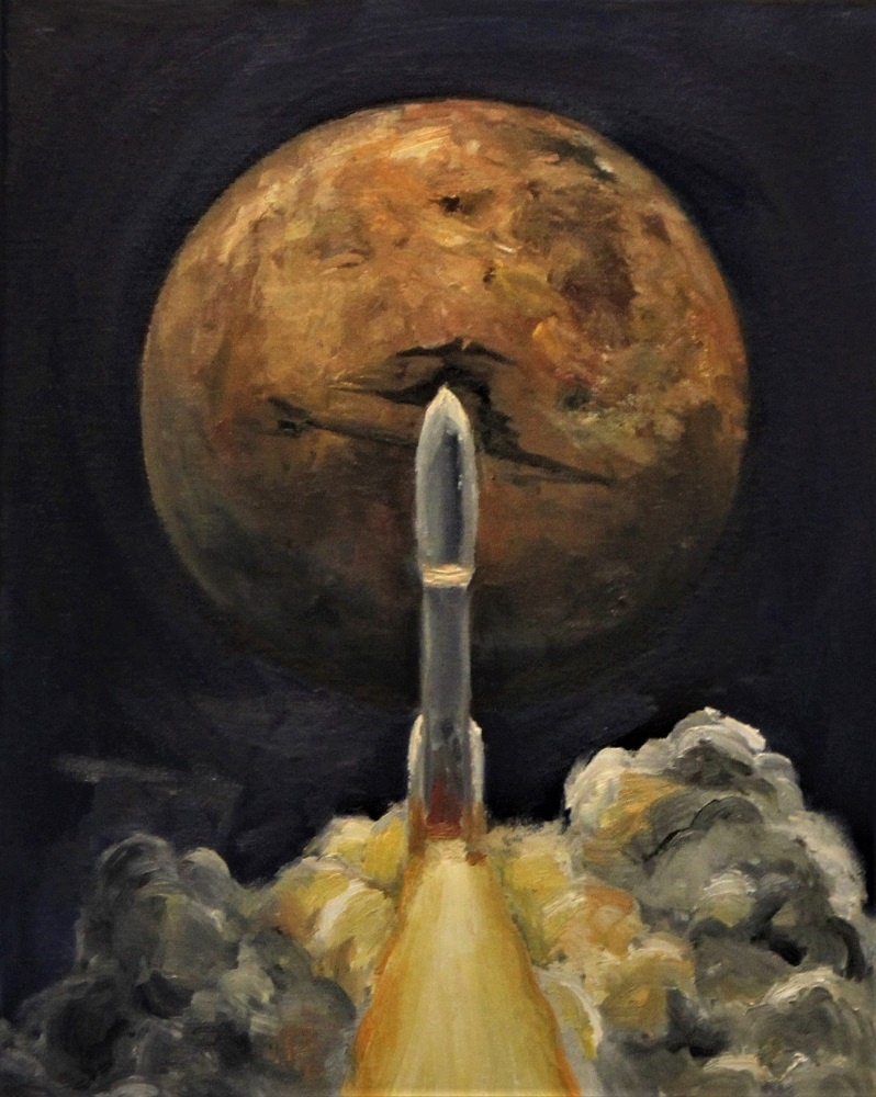 Painting of a rocket launch