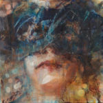 Featured Artwork: Chantel Lynn Barber Acrylic painting of the face of a girl in a masquerade mask