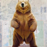 Featured Artwork: Lisa Gleim AFC, ASMA, AWA, IAPS/MC, PSA, SPS Pastel painting of a standing bear on a national park map