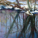 Featured Artwork: Jill Stefani Wagner PSA-MP IAPS/MC Pastel painting of a river reflecting trees in winter
