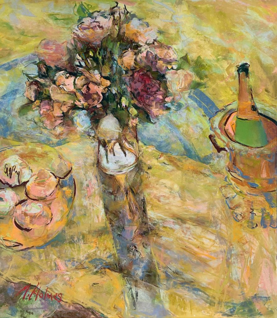 Abstract still life painting of flowers