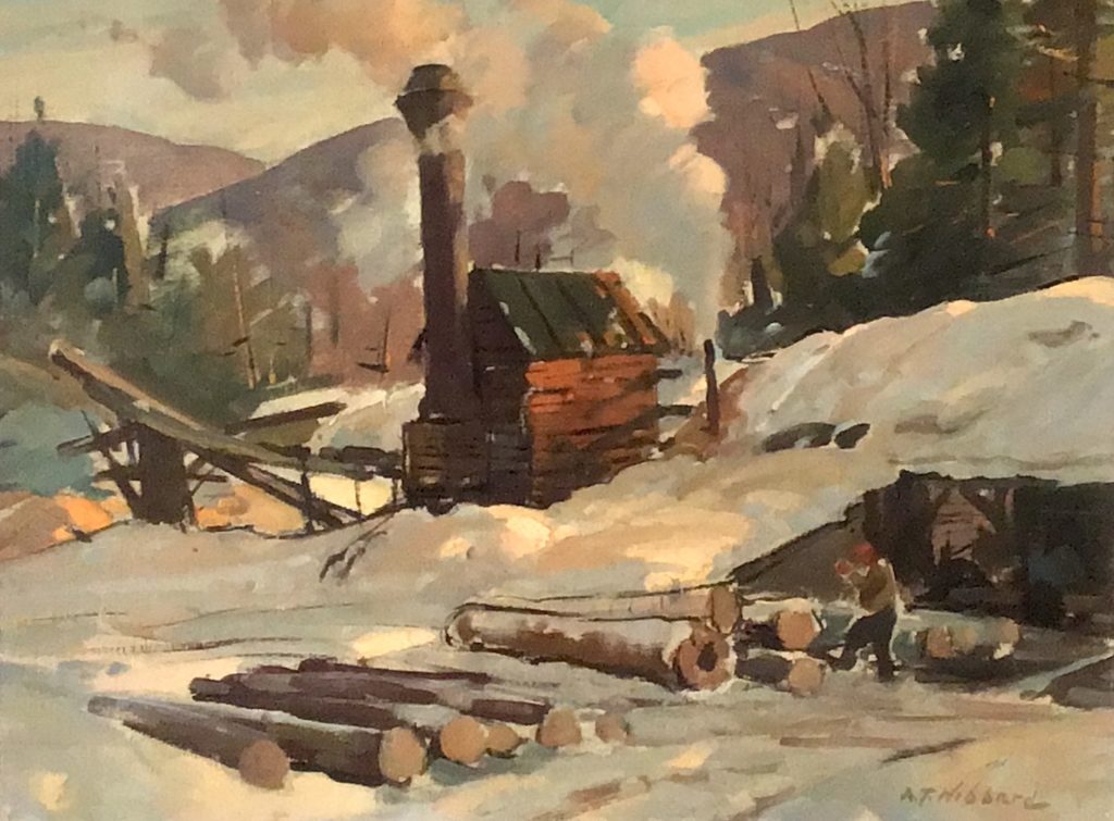 Oil painting of a snow scene
