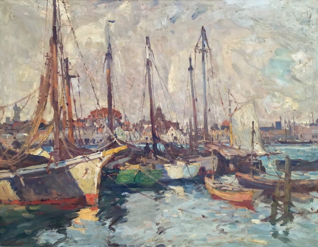 Oil painting of boats - art auctions