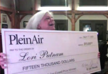 An Artist in “Total Shock” Lori Putnam, winning the Plein Air Salon