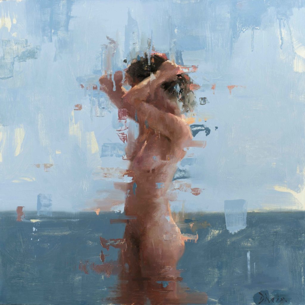 Jacob Dhein, "Nude in Blue II," 20 x 20 inches, Oil on panel