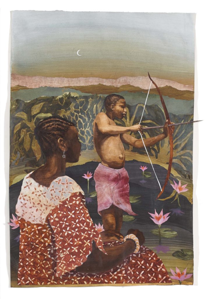 Sophia-Yemisi Adeyemo-Ross, "An Arrow Dipped in Cactus Poison," Acrylic and watercolor, 2020, 35 x 24 inches, Courtesy of the Artist