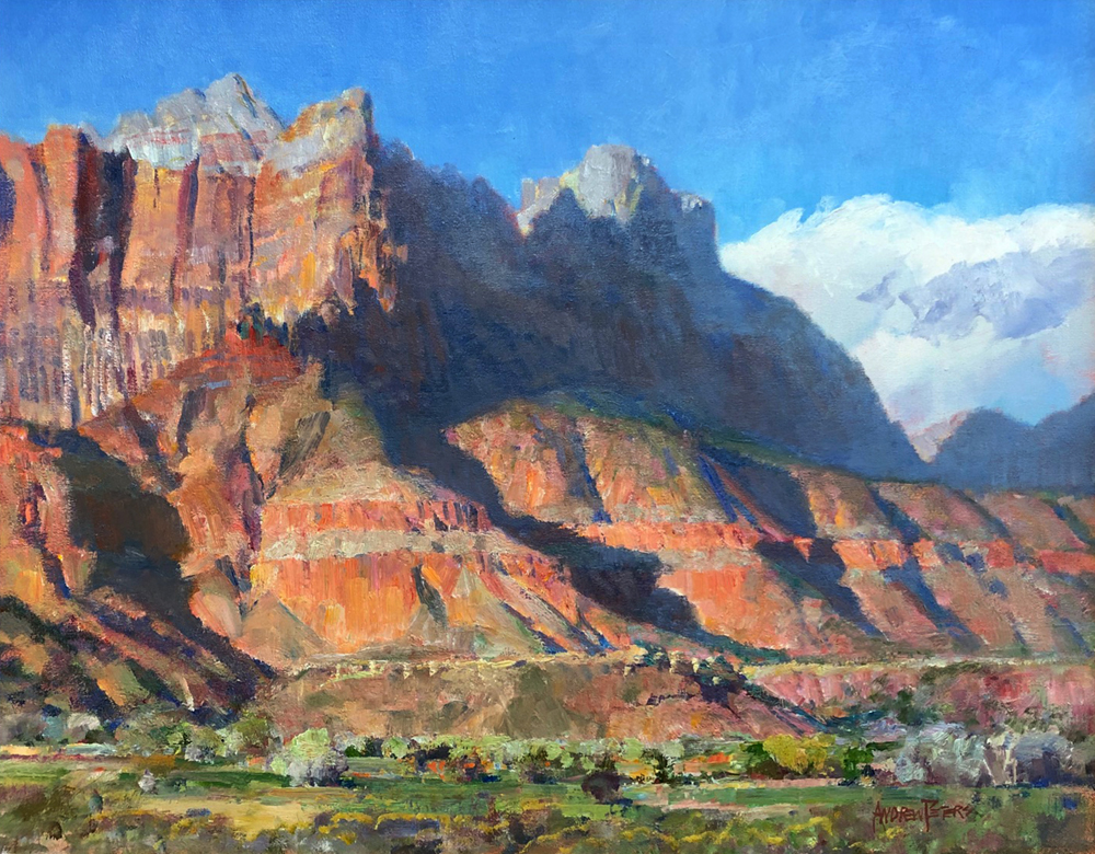 Oil painting of Zion rock formation