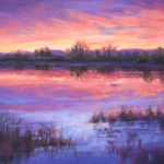 Featured Artwork: Tobi Clement Pastel painting of a body of water and cloudy sky