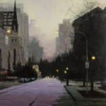 Featured Artwork: William A. Schneider Oil painting of a city street scene
