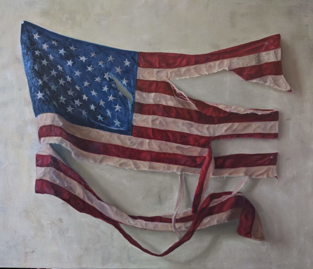 Oil painting of American flag
