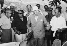 Lost Churchill Painting Found in Famous, but Unlikely Location Photo of Winston Churchill and Aristotle Onassis