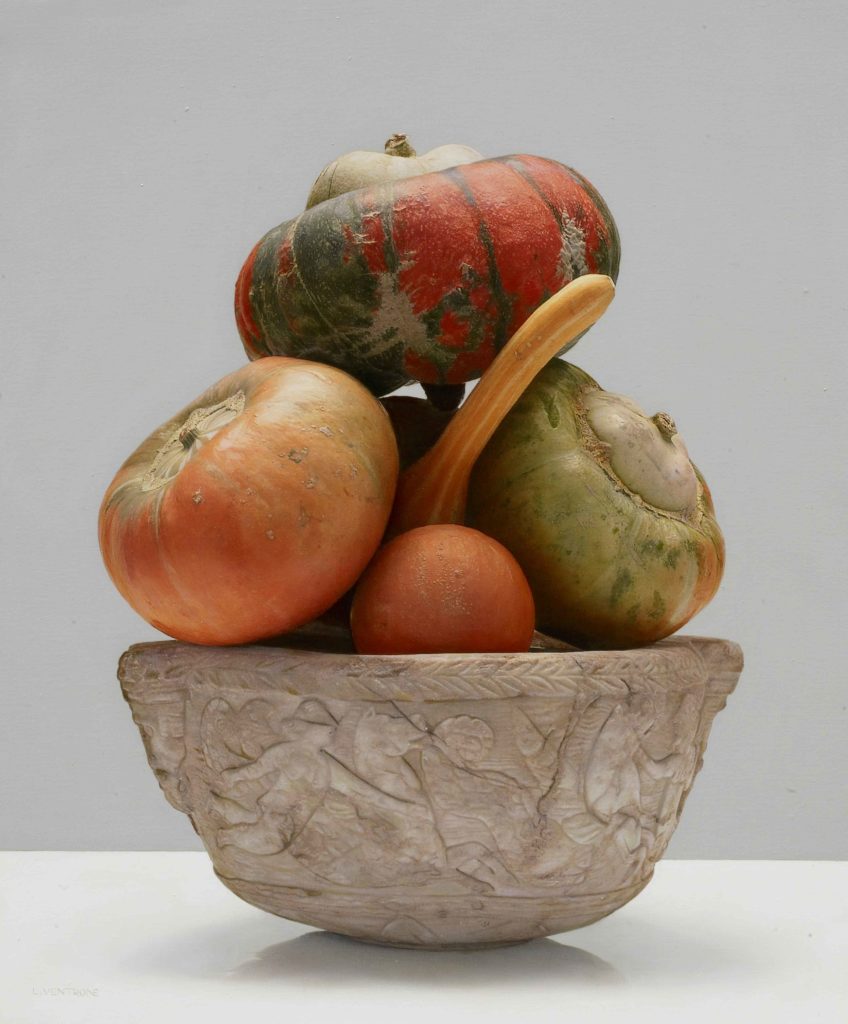 Still life painting of gourds