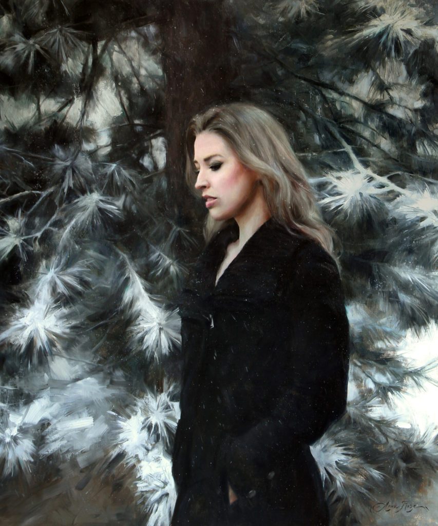 Painting of a woman in winter