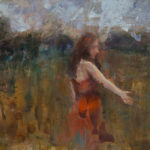 Featured Artwork: Chantel Lynn Barber Acrylic painting of a woman walking through grasslands