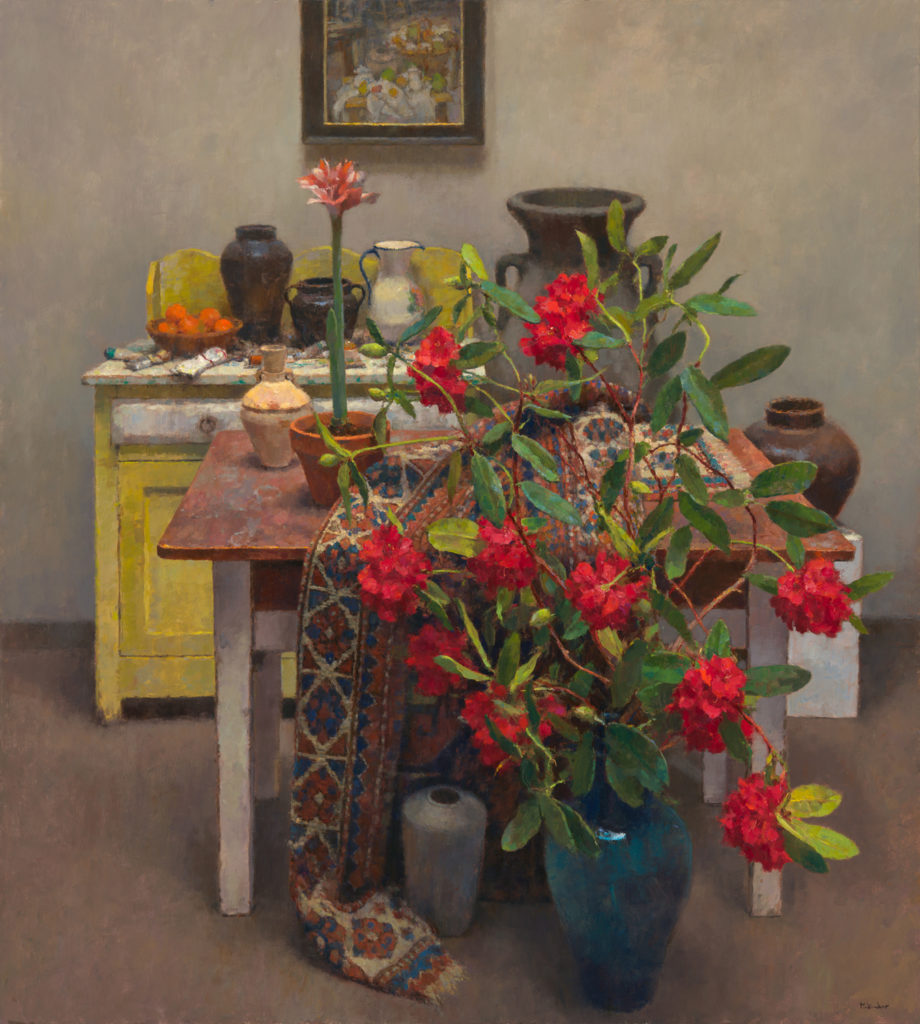 Still life painting of flowers