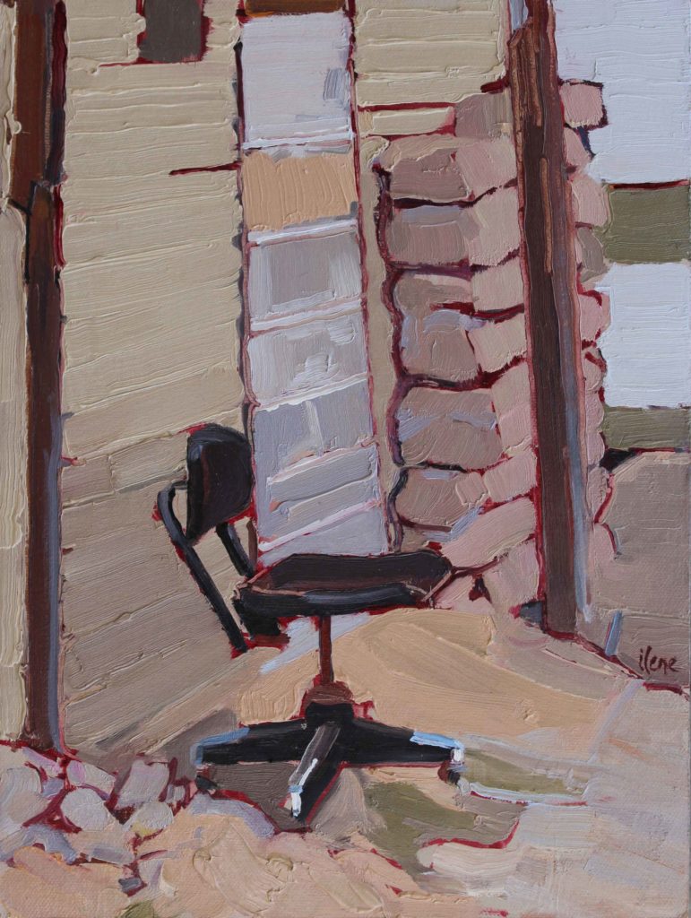 Plein air painting of a chair