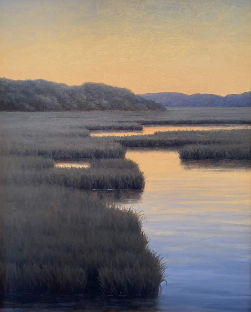 Oil painting of marshland