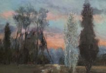Featured Artwork: Nina Cobb Walker Oil painting of poplar trees