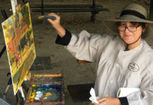 Artist Spotlight: Jill Banks Woman artist painting on an easel