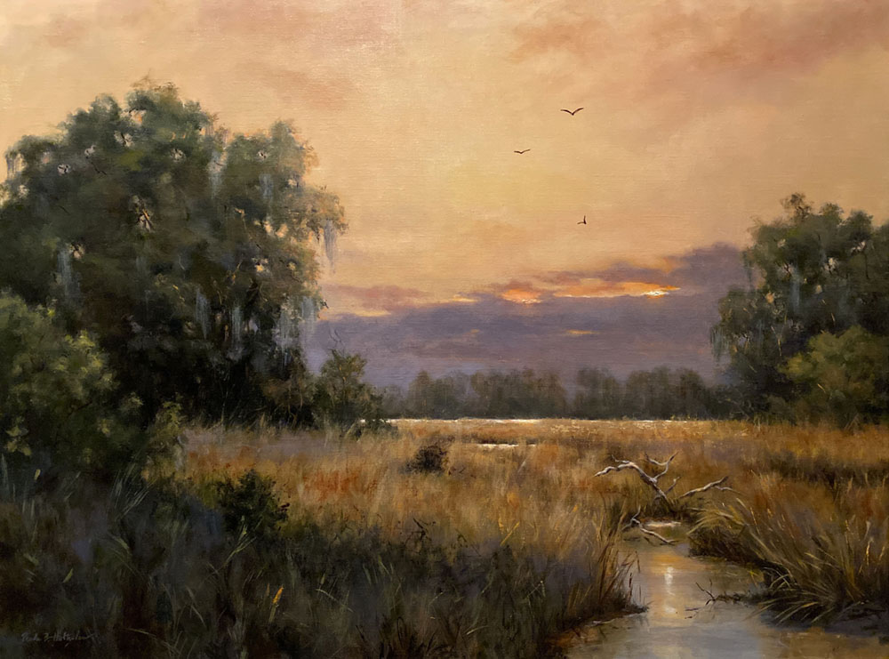 Oil painting of a landscape
