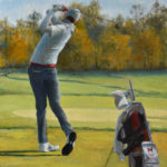 Featured Artwork: Aida Garrity Oil painting of a man playing golf
