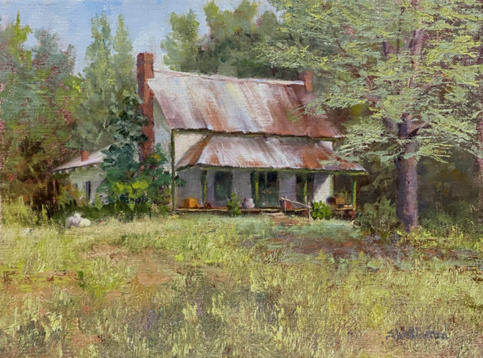 Oil painting of a rural home