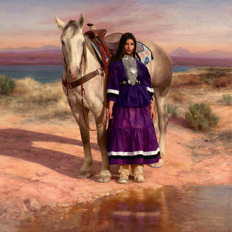 Western Art - Joshua LaRock, "Reflection," oil, 32 x 32 in.