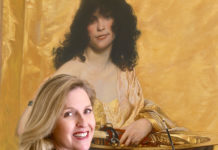 Artist Spotlight: Nanette Fluhr Female artist standing in front of a life-sized painting of a woman
