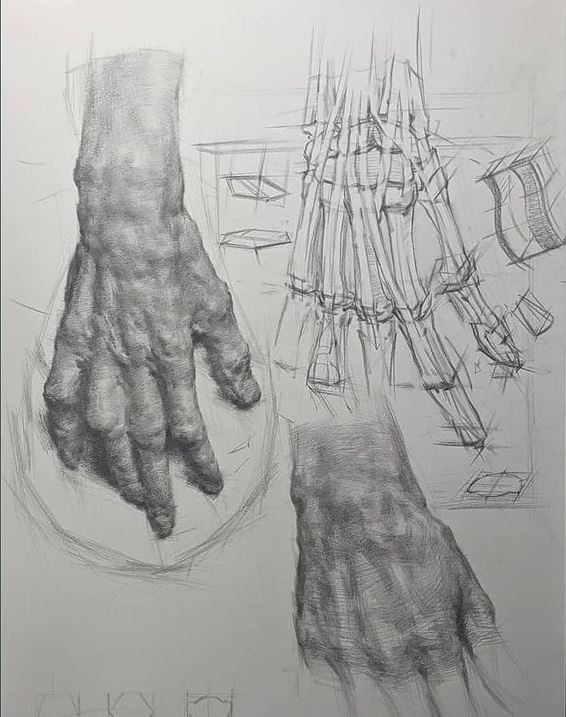 Drawing of a hand, by Dan Thompson