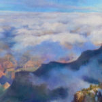 Featured Artwork: Bruce Gomez presented by Grand Canyon Celebration of Art Pastel painting of a storm over the Grand Canyon